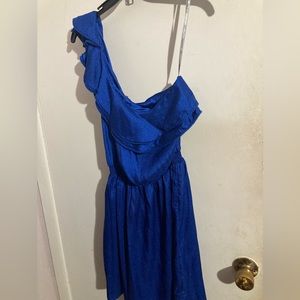 Blue one shoulder mini dress